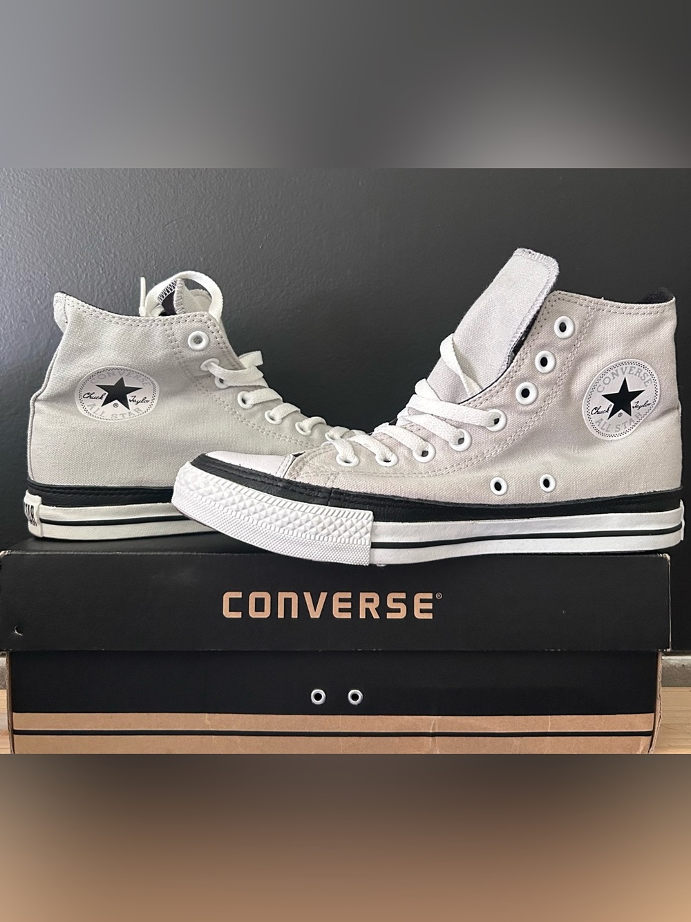 Converse Chuck Taylor All Star Throwback Stripe High Gray M 7.5 W 9.5 NIB